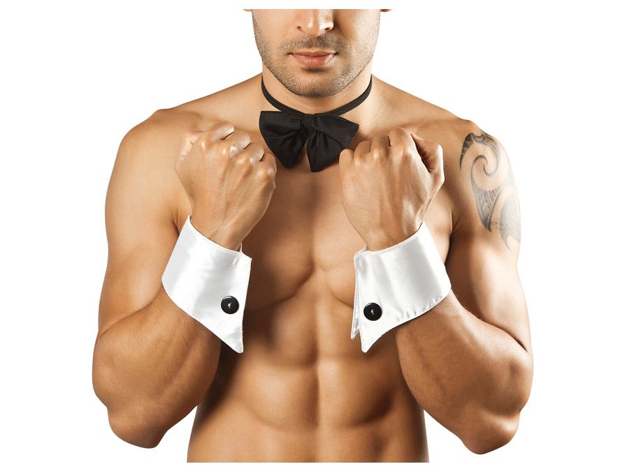 CandyMan 9646 Bowtie and Cuffs Black and White