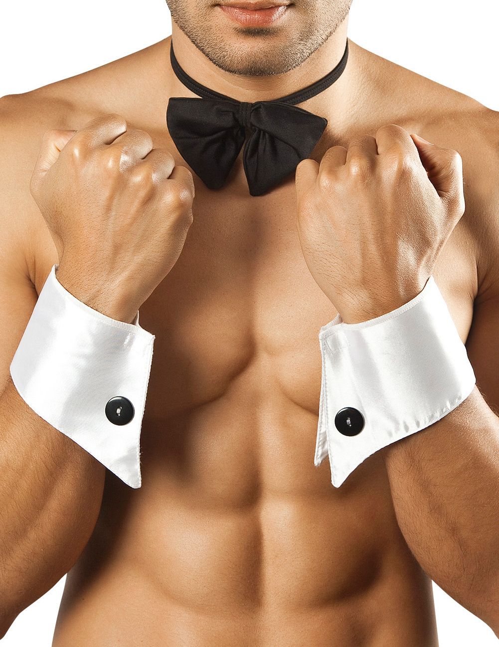 CandyMan 9646 Bowtie and Cuffs Black and White