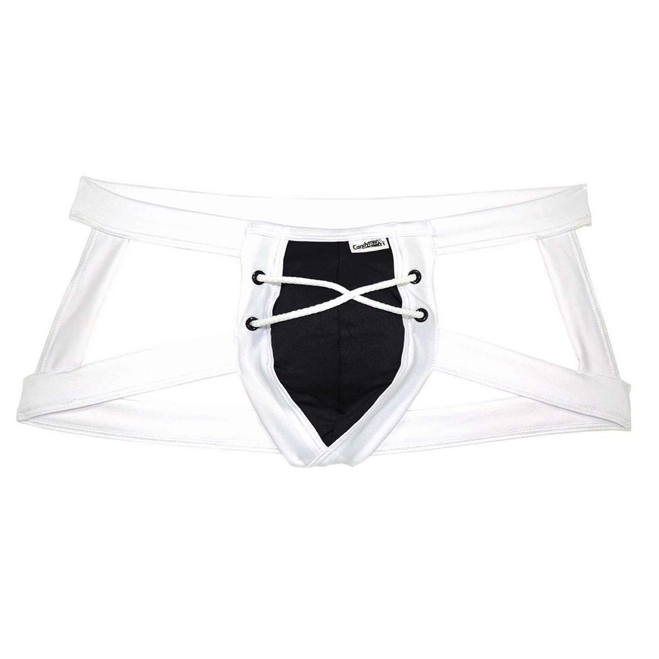 CandyMan 99137 Lace Up Football Jockstrap Black & White