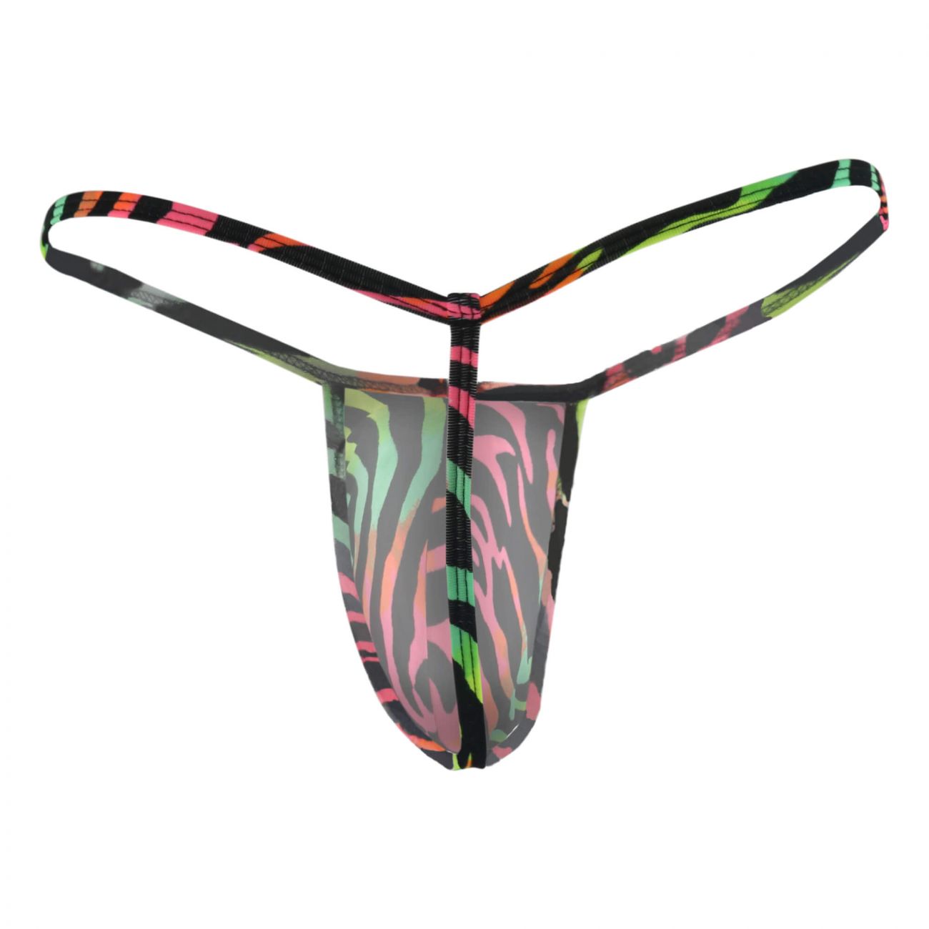 CandyMan 99170X Rainbow Zebra Thongs Plus Sizes Multi