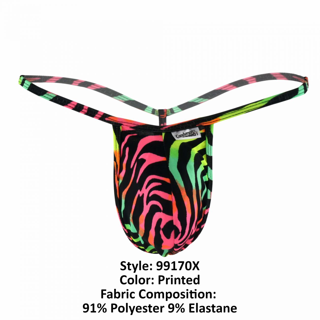 CandyMan 99170X Rainbow Zebra Thongs Plus Sizes Multi