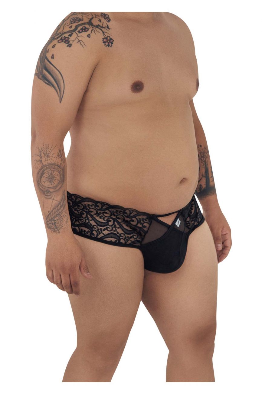 CandyMan 99232X Sexy Lace Jockstrap Black Plus Sizes