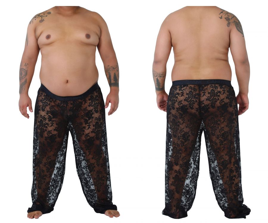 CandyMan 99234X Lace Lounge Pants Black Plus Sizes