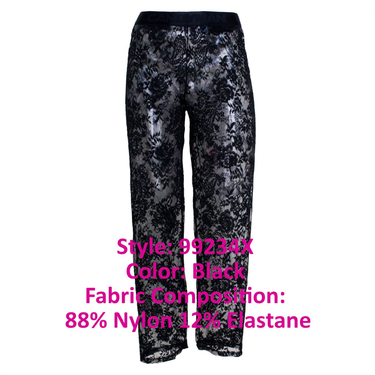 CandyMan 99234X Lace Lounge Pants Black Plus Sizes
