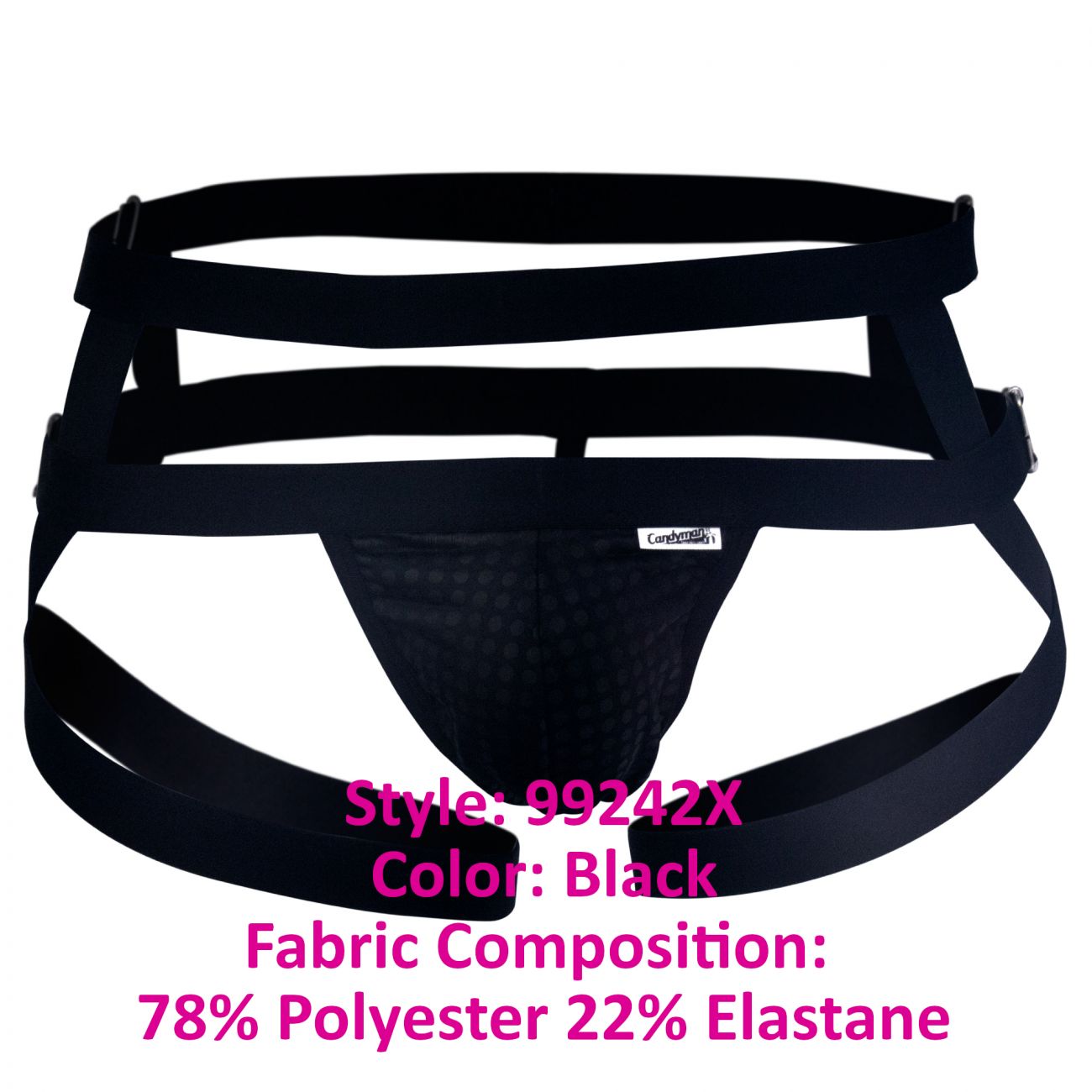 CandyMan 99242X Jockstrap Black Plus Sizes