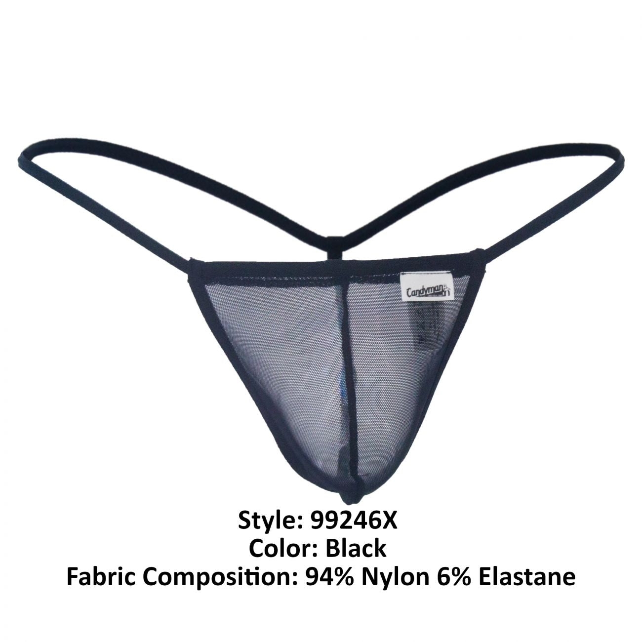 CandyMan 99246X Micro Mesh Thong Black Plus Sizes