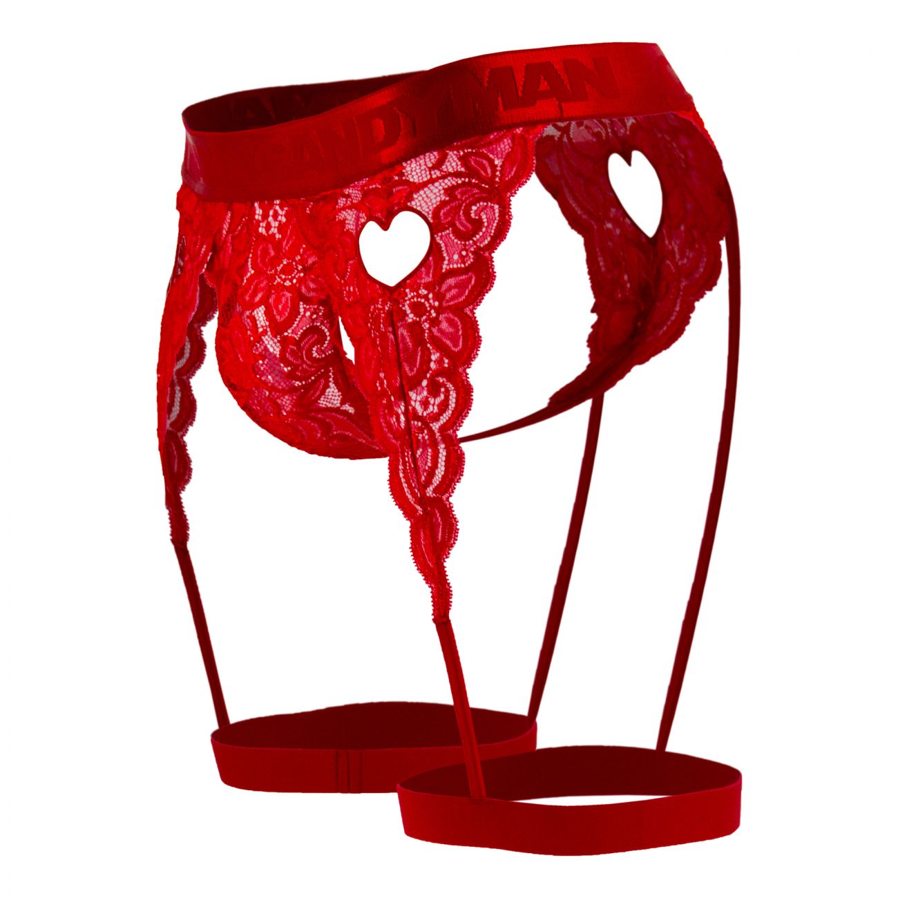 CandyMan 99310X Lace Garter Thong Red Plus Sizes