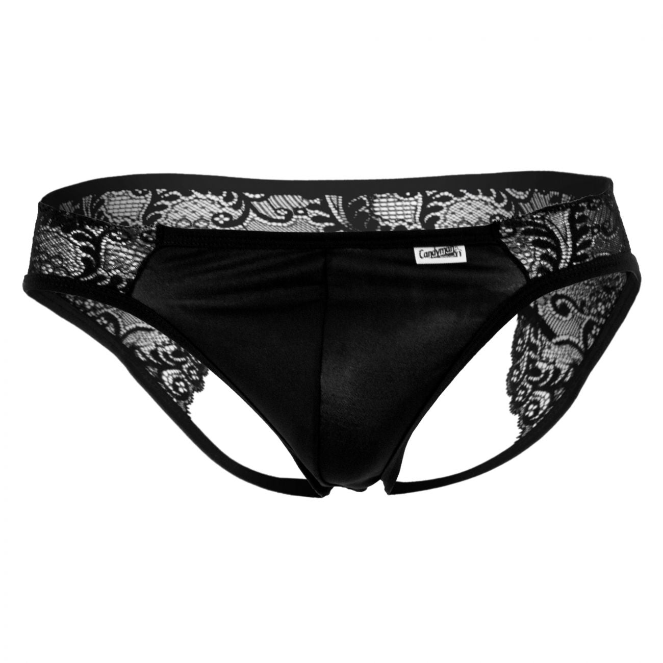 CandyMan 99312X Lace Jockstrap Black Plus Sizes