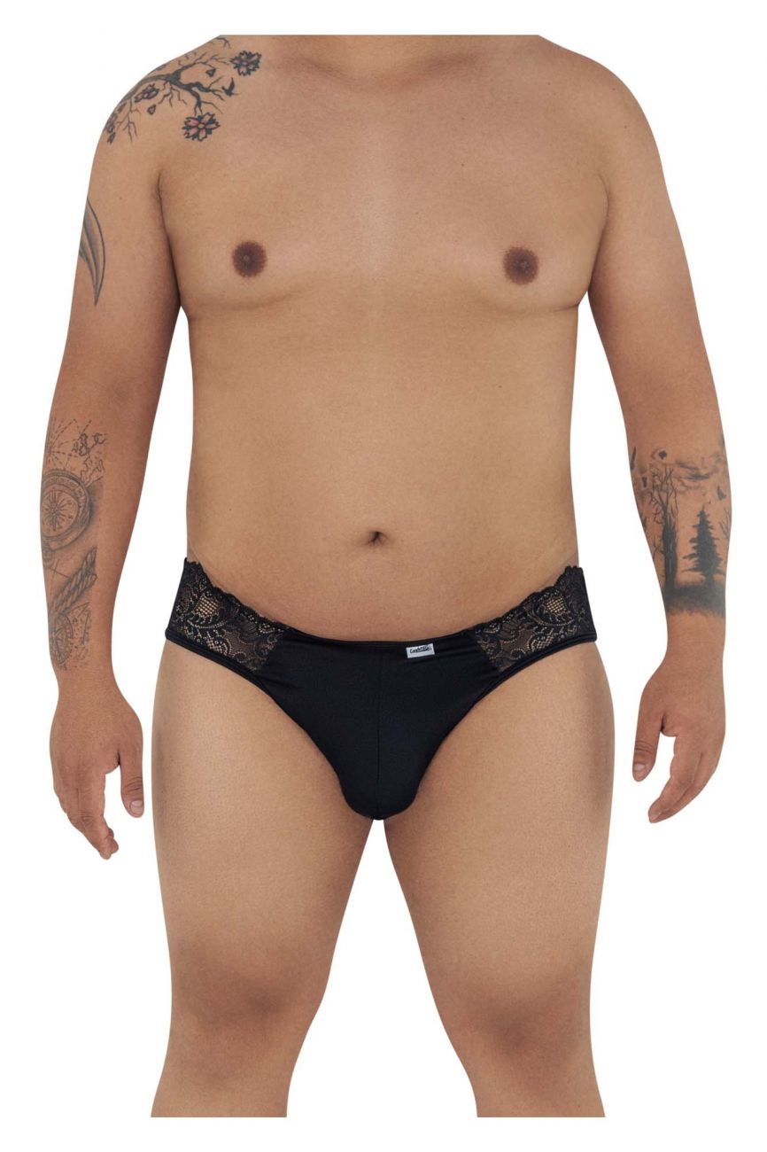 CandyMan 99312X Lace Jockstrap Black Plus Sizes