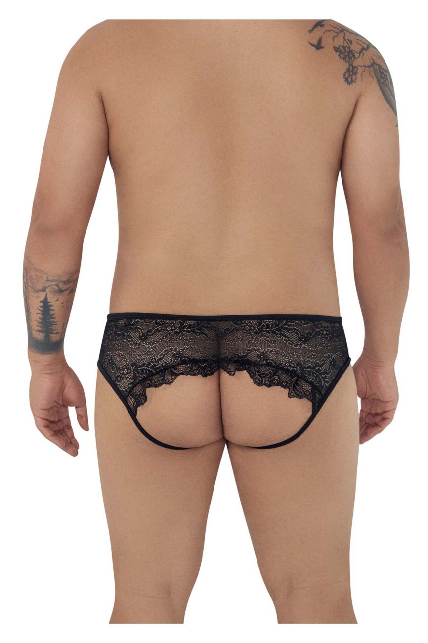 CandyMan 99312X Lace Jockstrap Black Plus Sizes