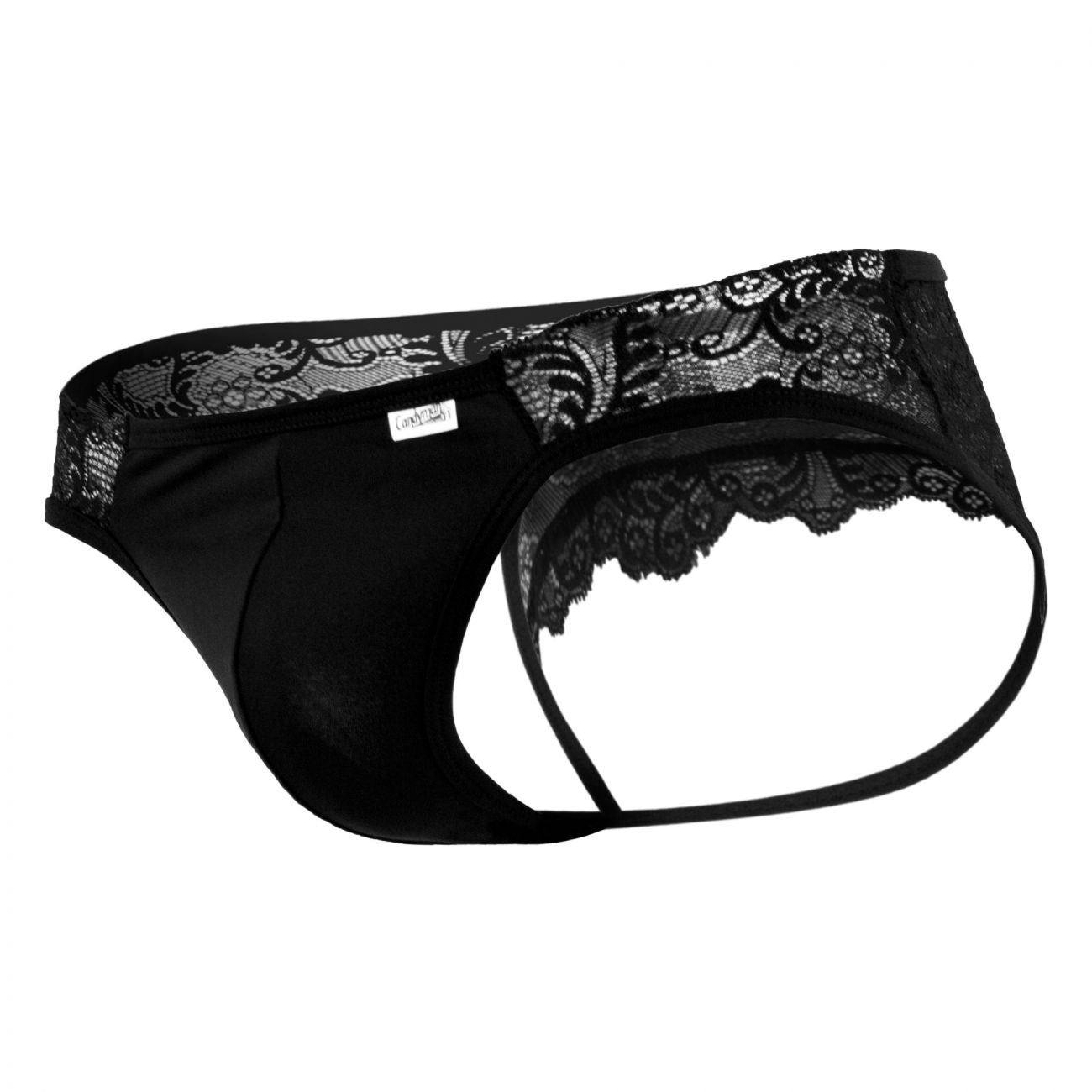 CandyMan 99312X Lace Jockstrap Black Plus Sizes