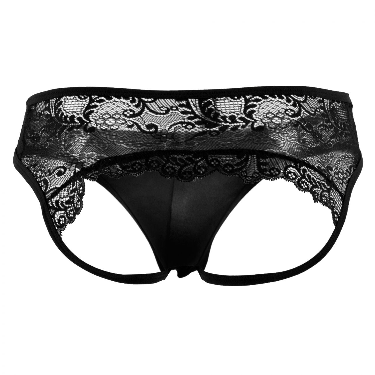 CandyMan 99312X Lace Jockstrap Black Plus Sizes