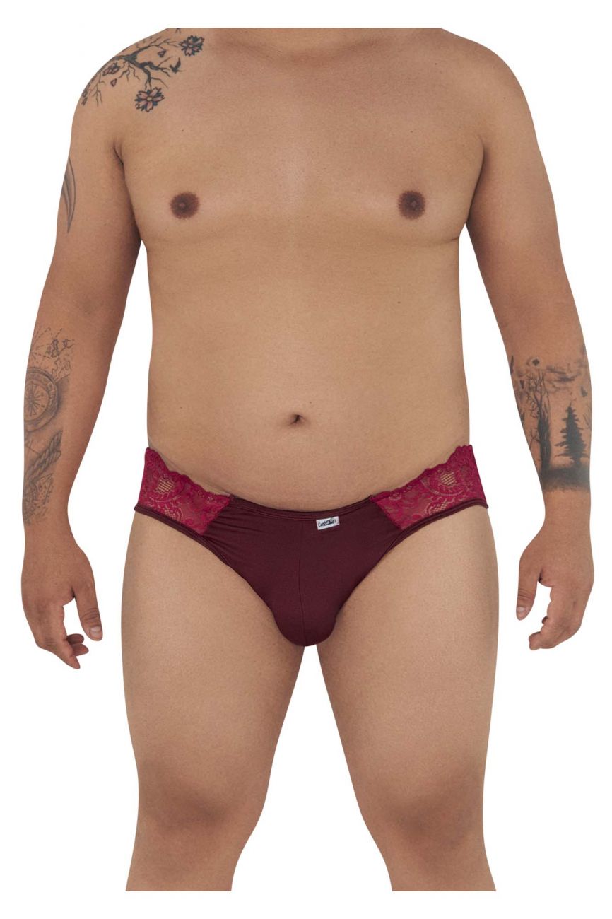 CandyMan 99312X Lace Jockstrap Burgundy Plus Sizes