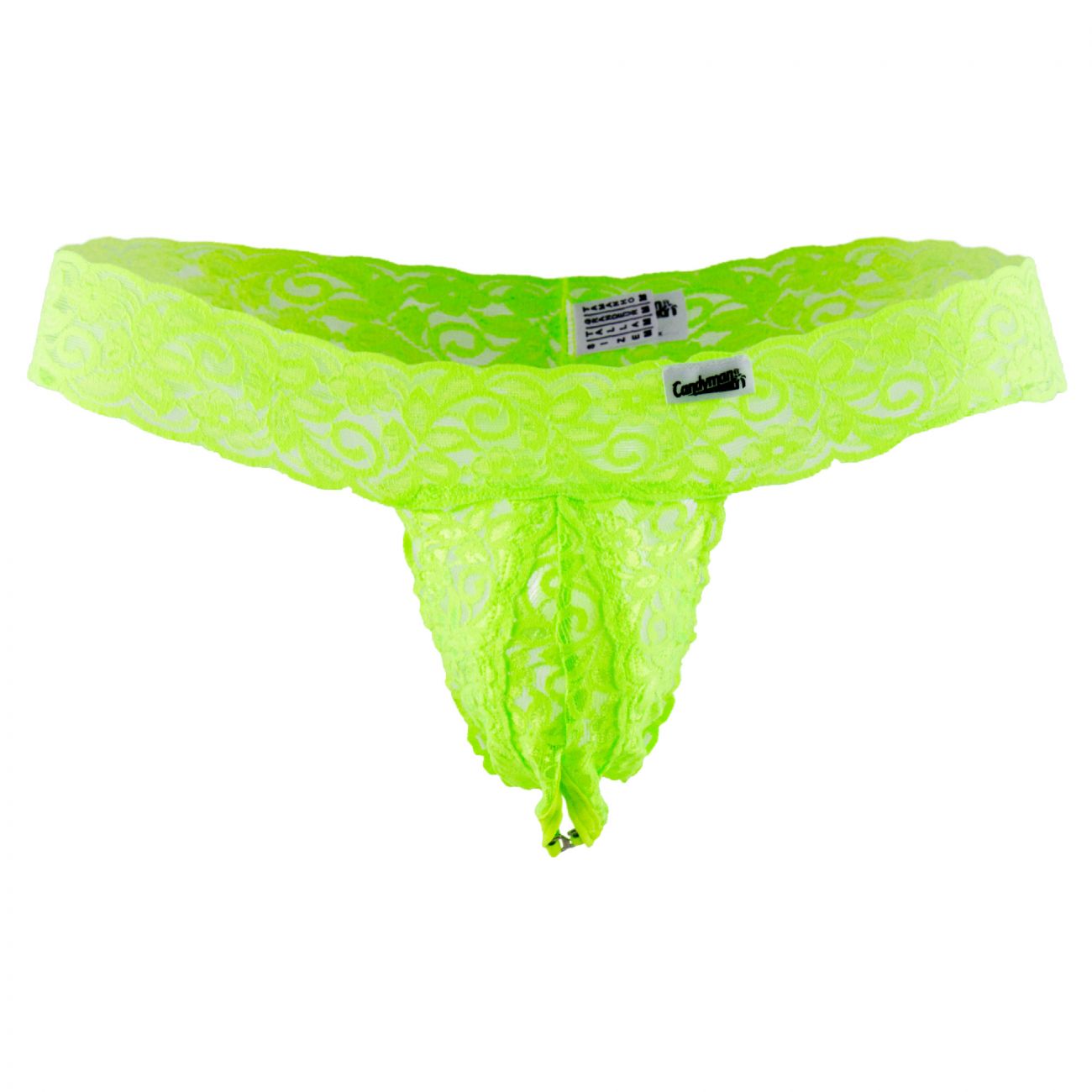 CandyMan 99315X  Peek a Boo Lace Thongs Hot Green Plus Sizes