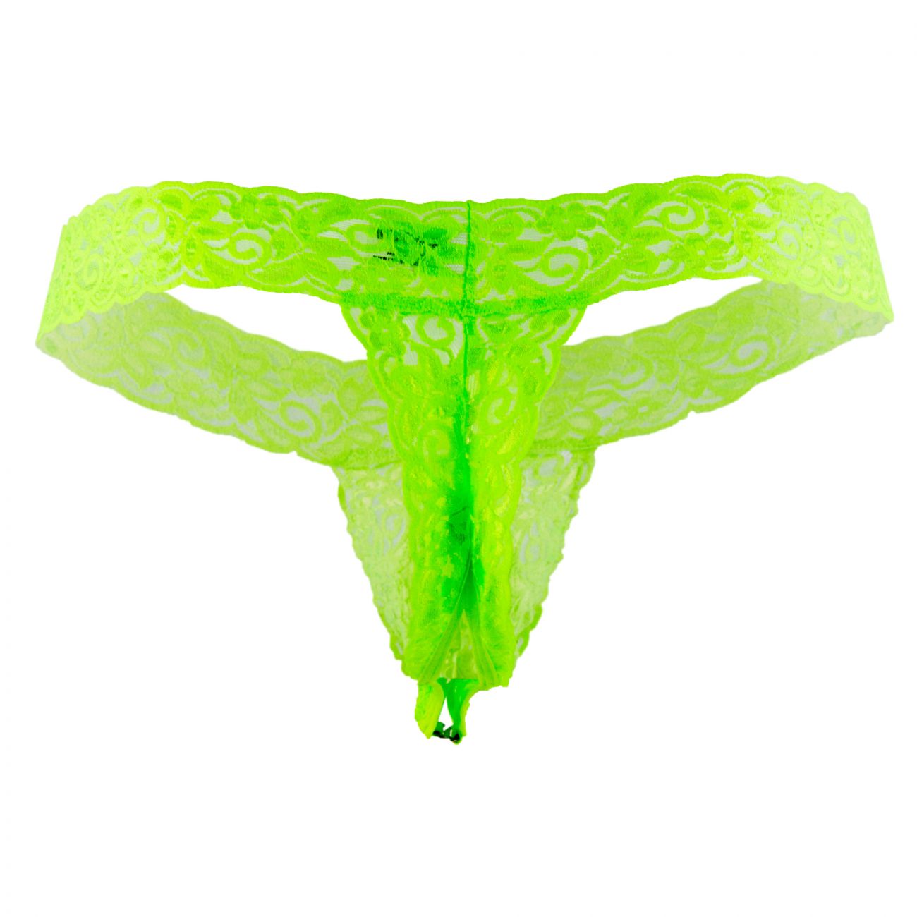 CandyMan 99315X  Peek a Boo Lace Thongs Hot Green Plus Sizes