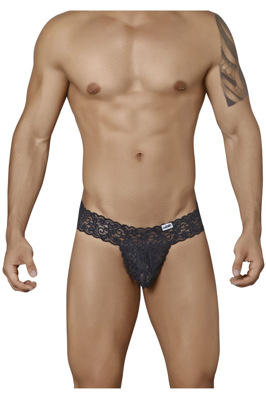 CandyMan 99315 Peek a Boo Lace Thong Black