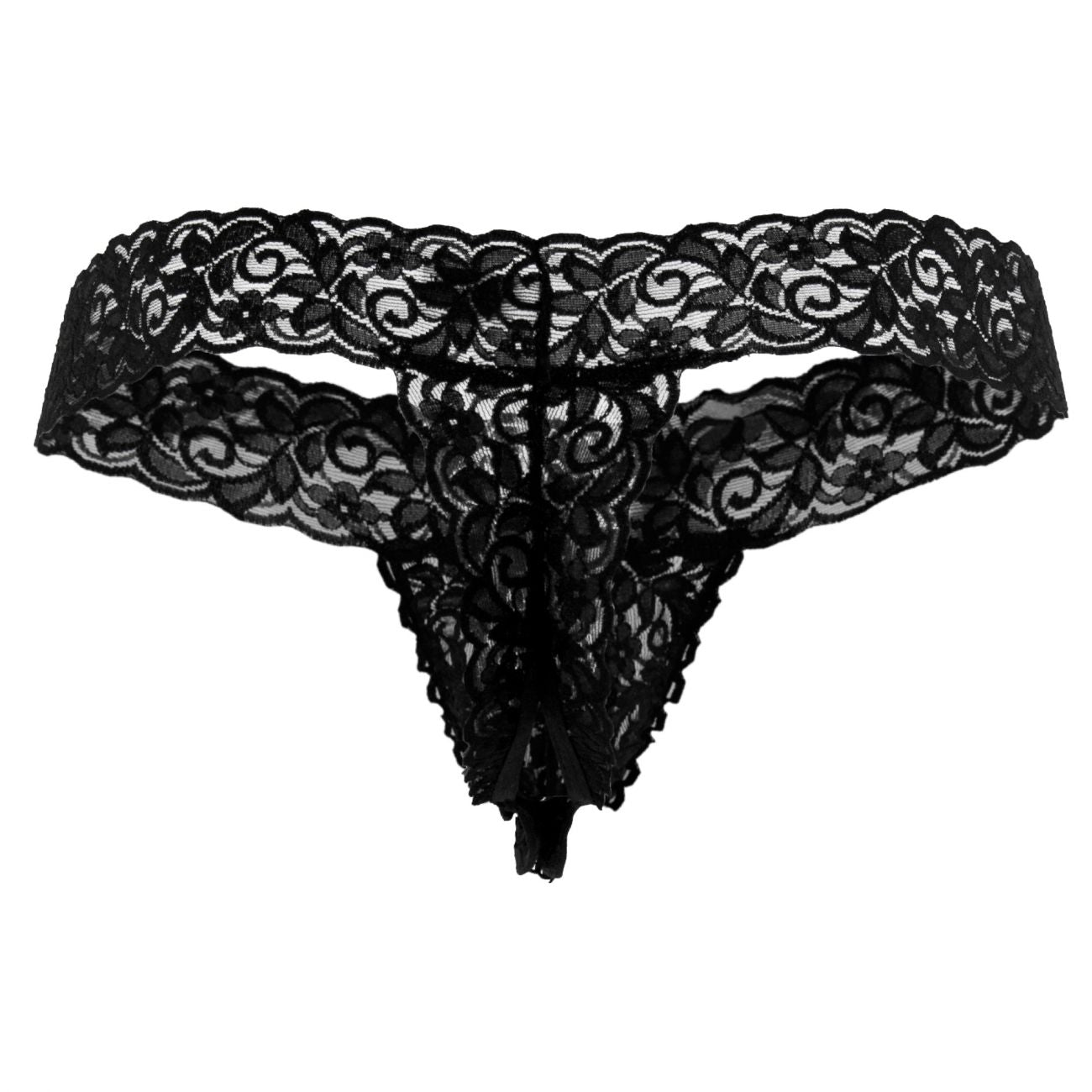 CandyMan 99315 Peek a Boo Lace Thong Black