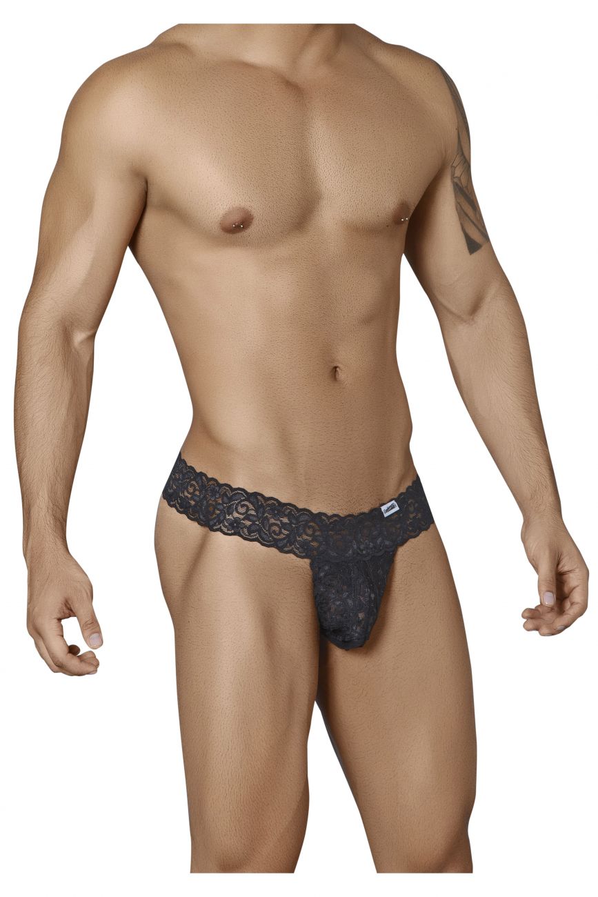 CandyMan 99315 Peek a Boo Lace Thong Black