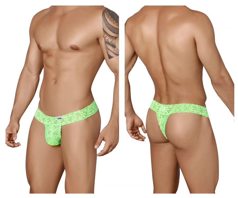 CandyMan 99315 Peek a Boo Lace Thong Green