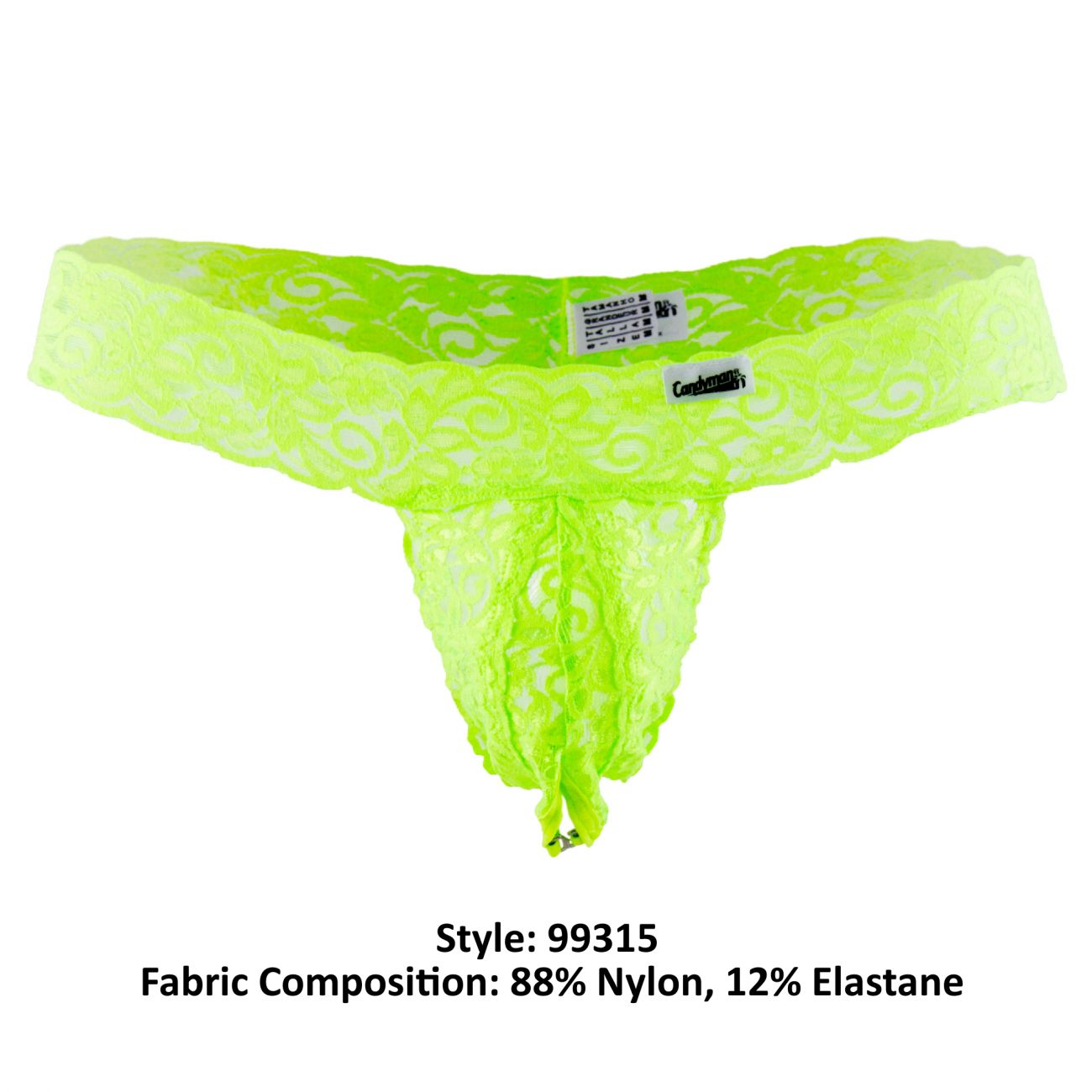 CandyMan 99315 Peek a Boo Lace Thong Green