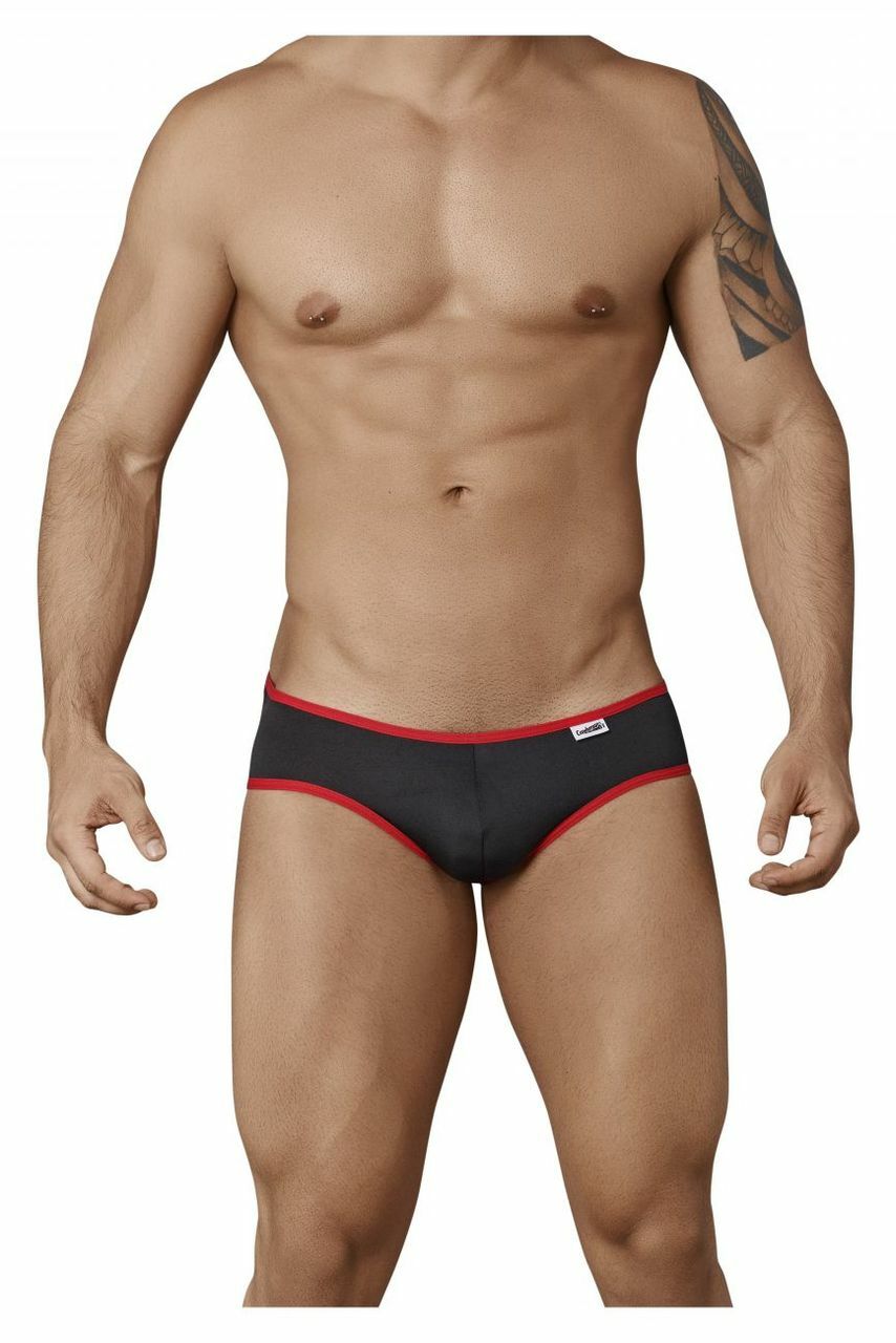 Mens Candyman Heart Butt Bikini Brief Black and Red