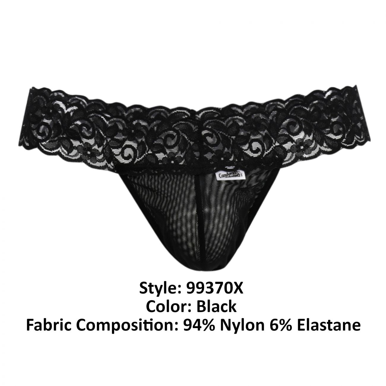CandyMan 99370X Alluring Thongs Black Plus Sizes