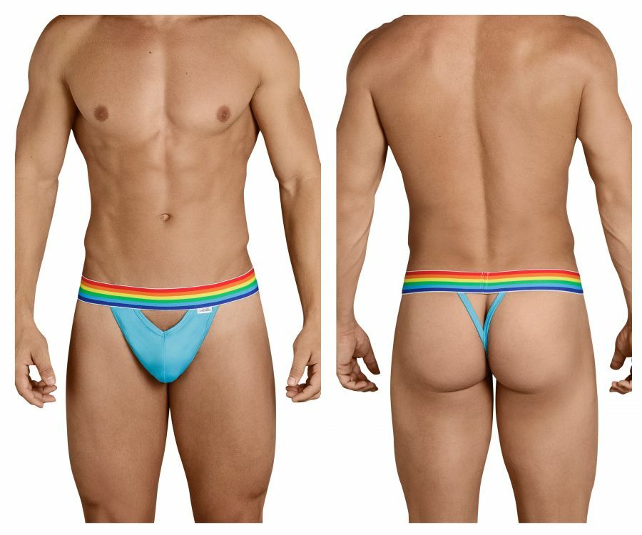 SALE - Mens G string with Rainbow Waist Turquoise
