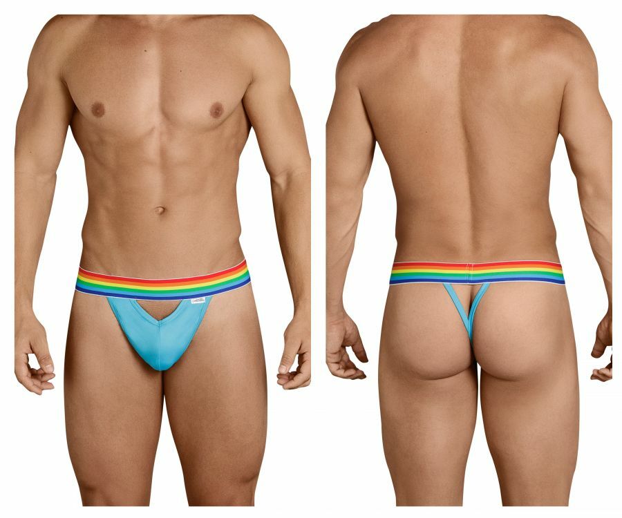 SALE - Mens G string with Rainbow Waist Turquoise