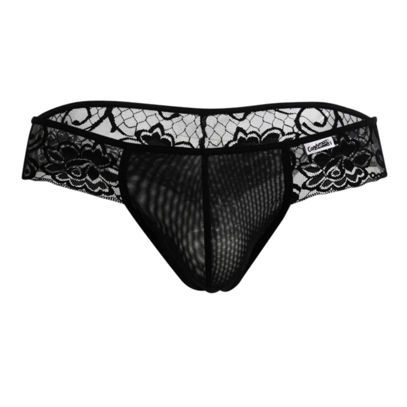 CandyMan 99392X Lace Thongs Black Plus Sizes