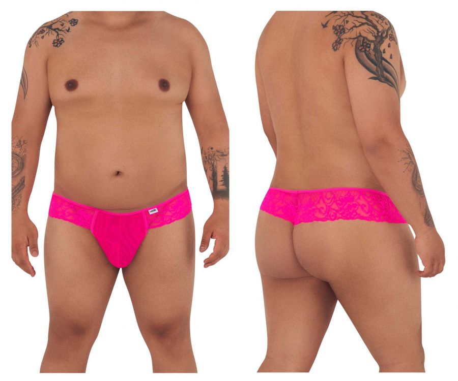 CandyMan 99392X Lace Thongs Hot Pink Plus Sizes