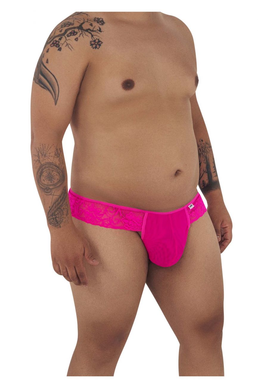CandyMan 99392X Lace Thongs Hot Pink Plus Sizes