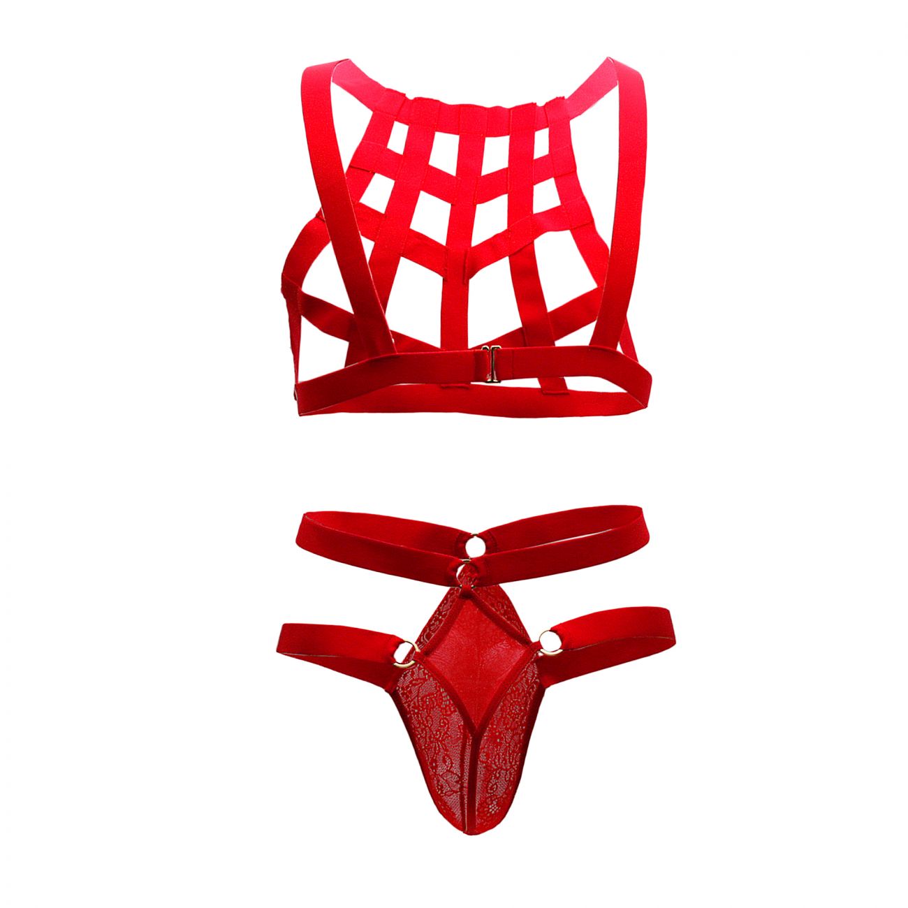 CandyMan 99419 Cage Harness Thongs Red