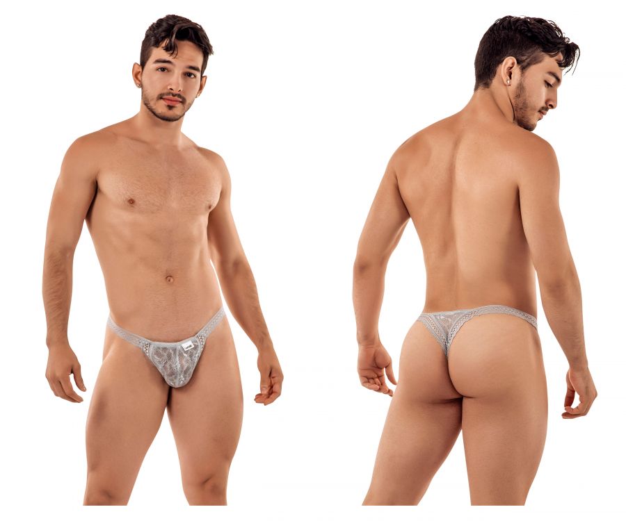 JCSTK - CandyMan 99420 Double Lace Thongs Gray