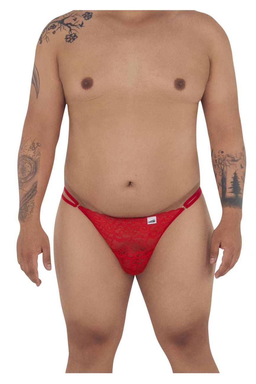 CandyMan 99421X Lace G-String Thongs Red Plus Sizes