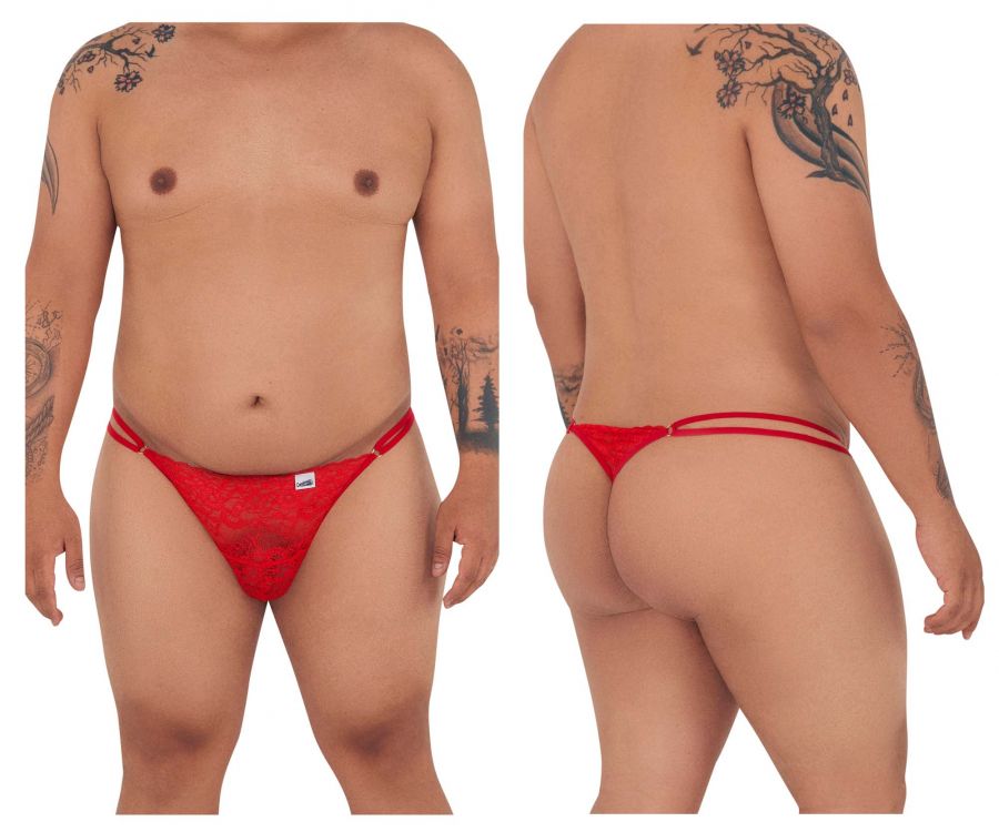 CandyMan 99421X Lace G-String Thongs Red Plus Sizes