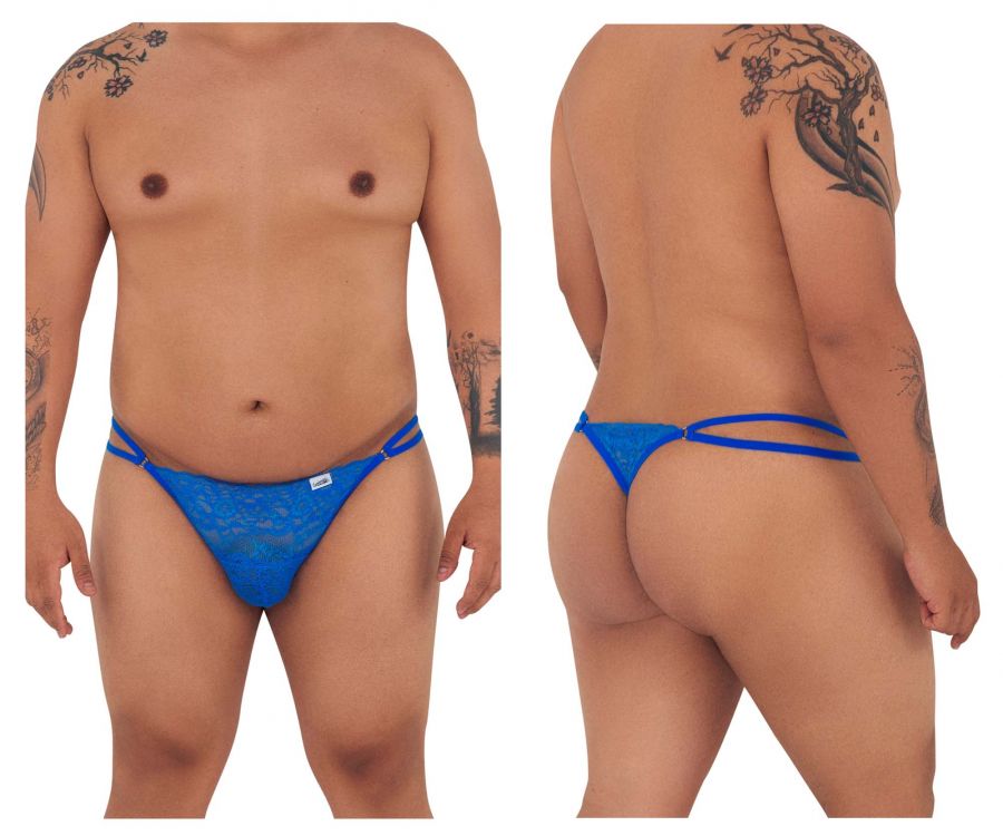 CandyMan 99421X Lace G-String Thongs Royal Blue Plus Sizes