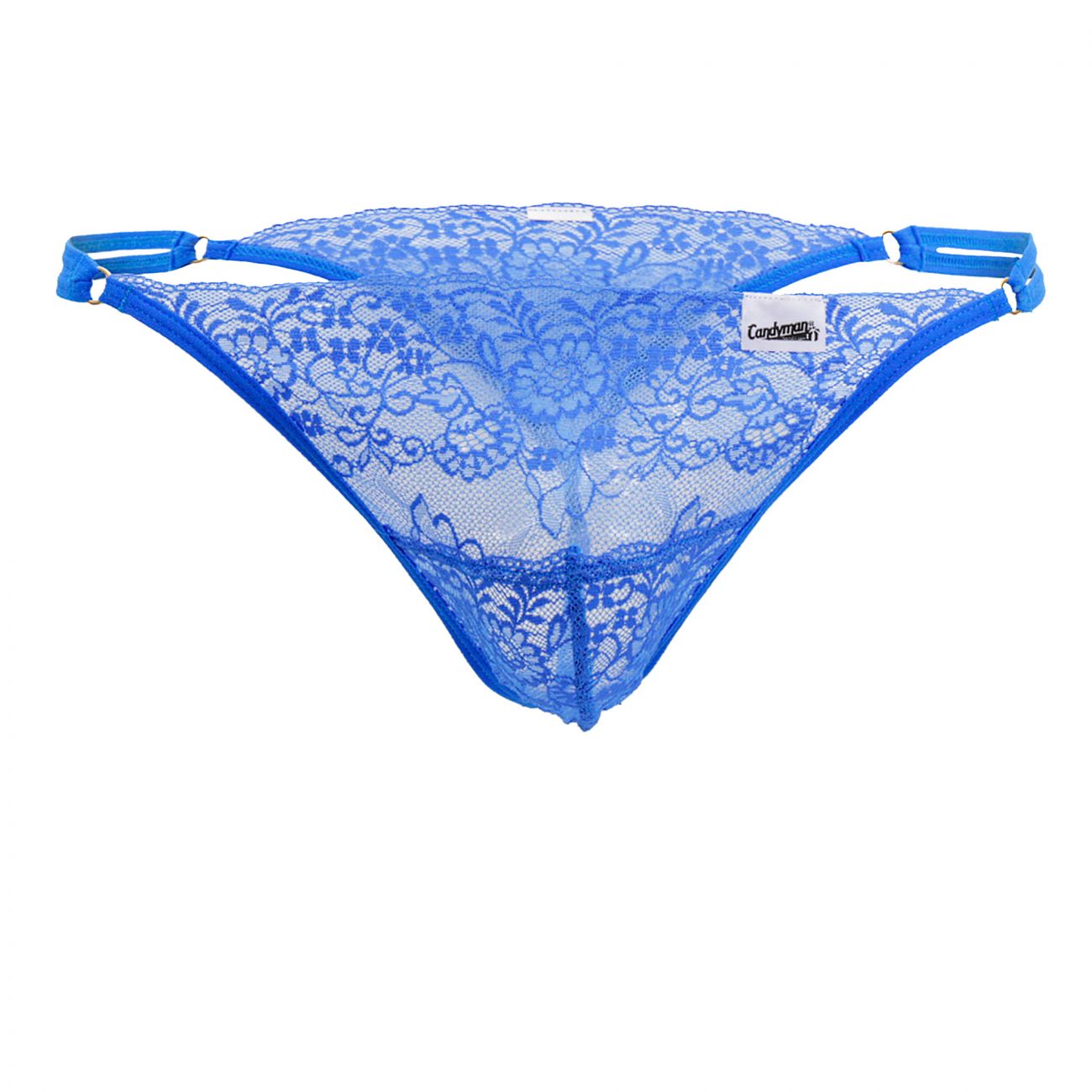 CandyMan 99421X Lace G-String Thongs Royal Blue Plus Sizes