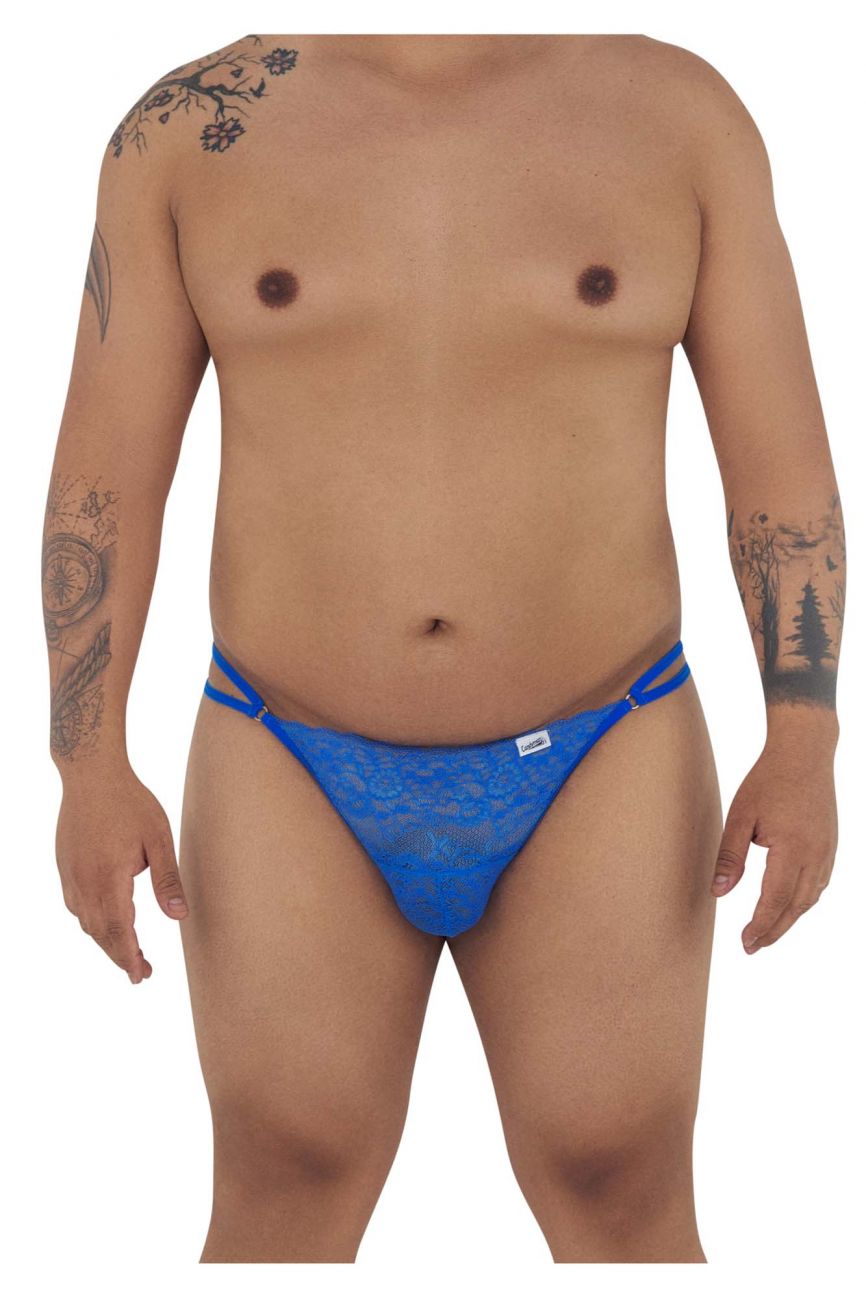 CandyMan 99421X Lace G-String Thongs Royal Blue Plus Sizes