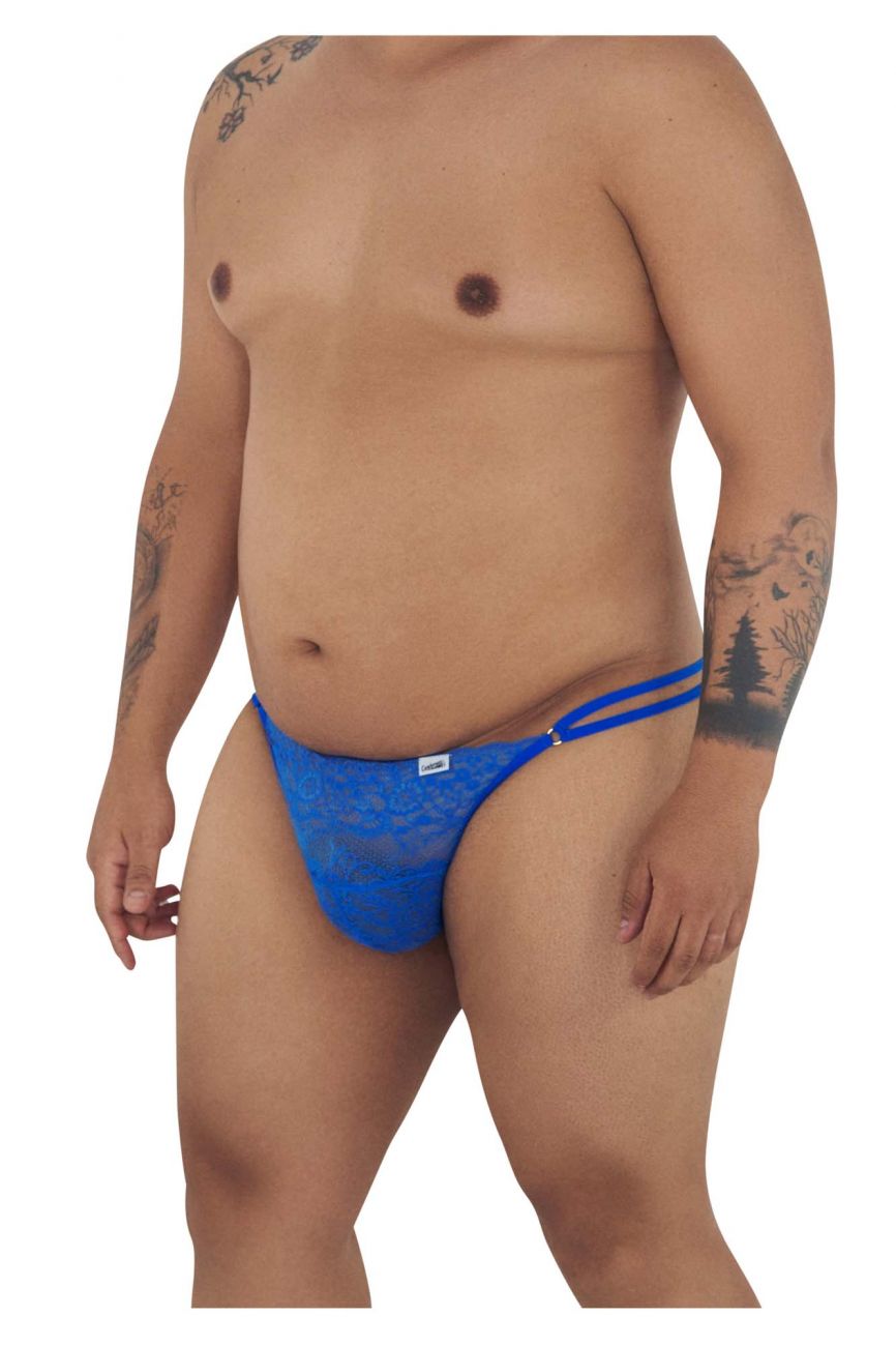 CandyMan 99421X Lace G-String Thongs Royal Blue Plus Sizes