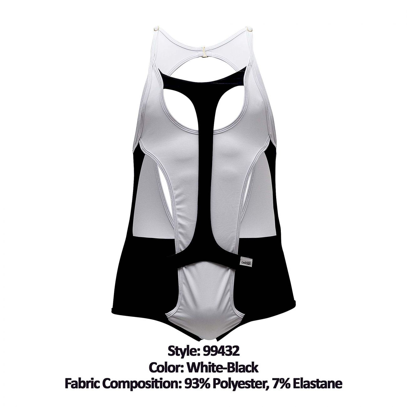 CandyMan 99432 Inside Out Bodysuit Black and White