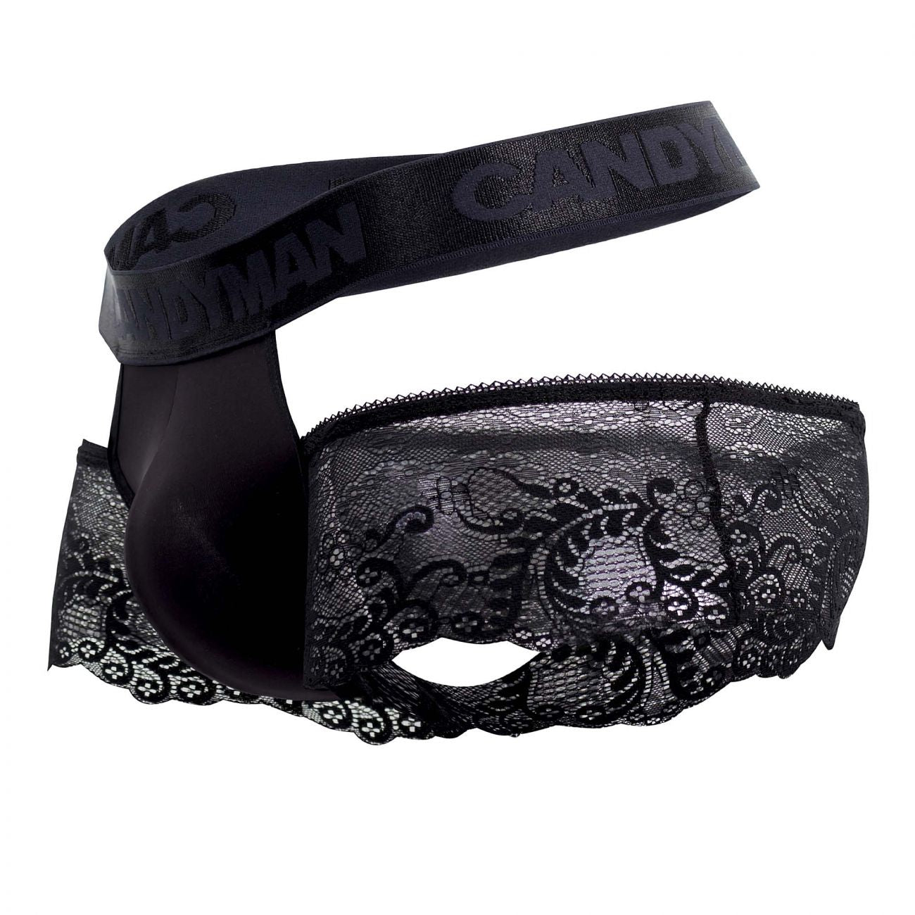 CandyMan 99467 Lace Jockstrap Black