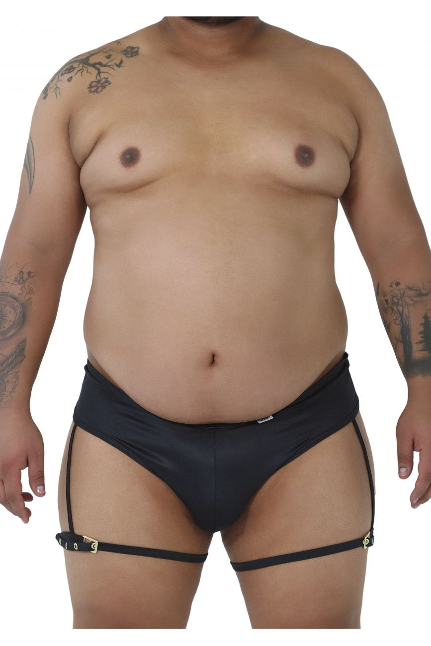 CandyMan 99468X Garter Briefs Black Plus Sizes