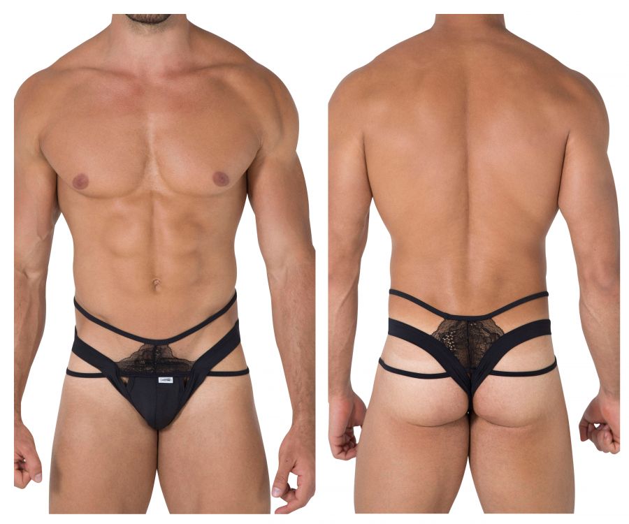 CandyMan 99469 Triple Straps Thongs Black