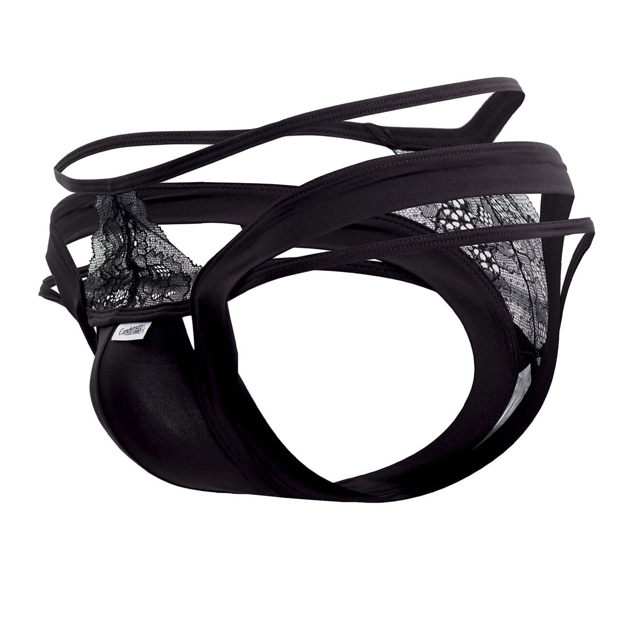 CandyMan 99469 Triple Straps Thongs Black