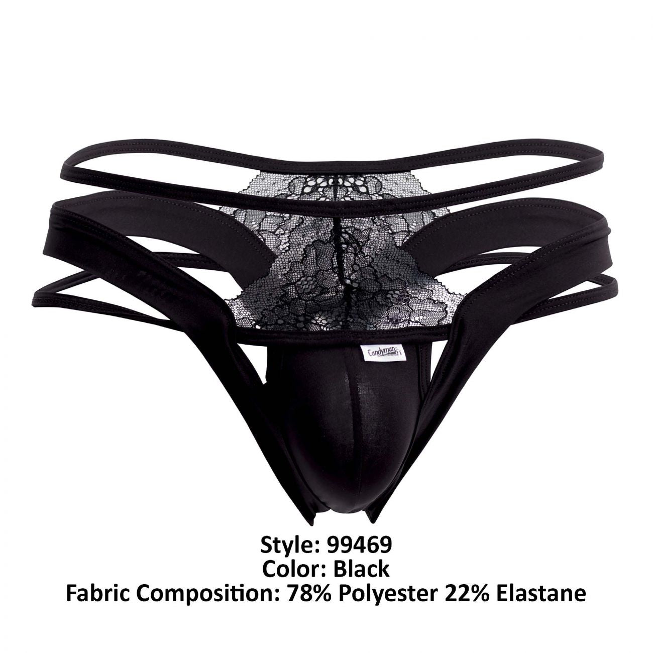 CandyMan 99469 Triple Straps Thongs Black