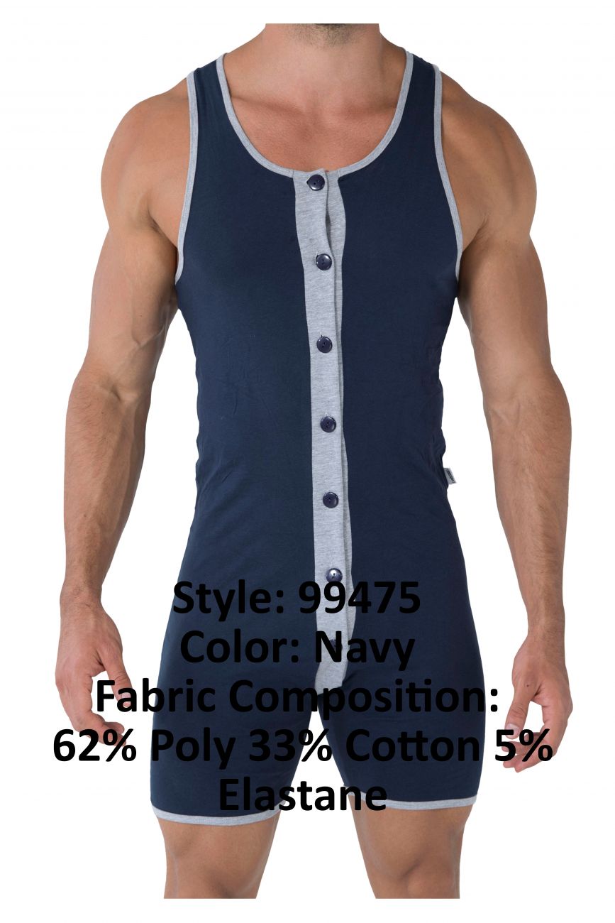 CandyMan 99475 Buttoned Bodysuit Navy