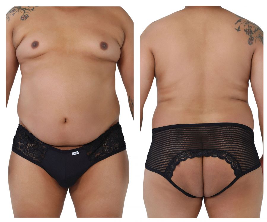 CandyMan 99490X Lace-Mesh Jockstrap Black Plus Sizes