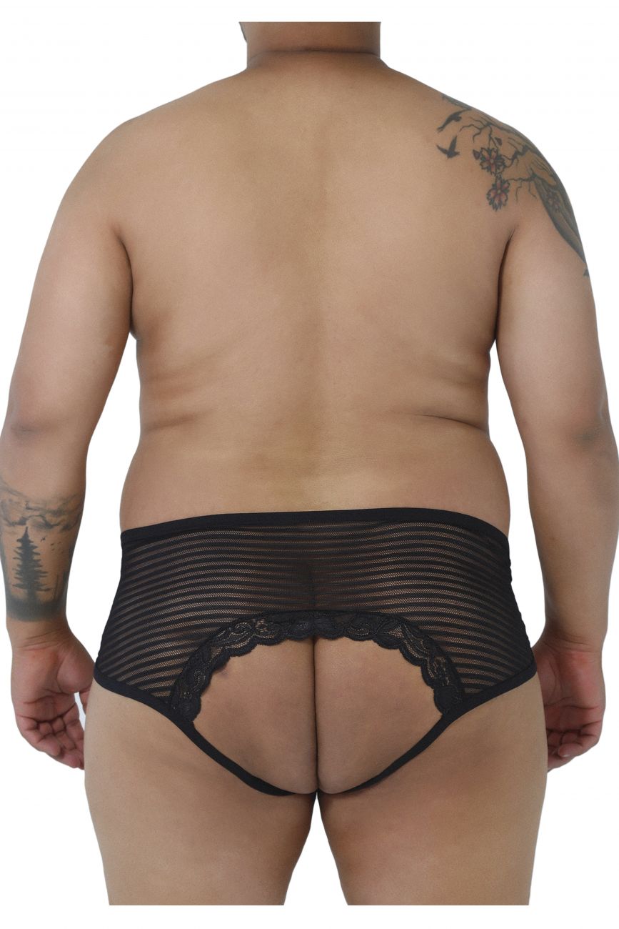 CandyMan 99490X Lace-Mesh Jockstrap Black Plus Sizes