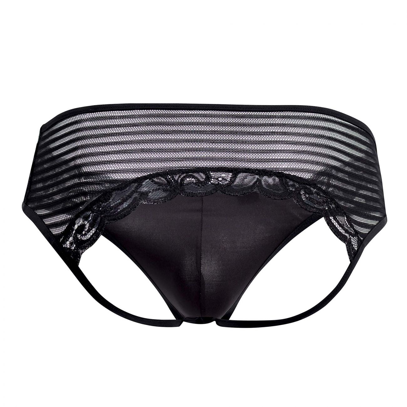 CandyMan 99490X Lace-Mesh Jockstrap Black Plus Sizes