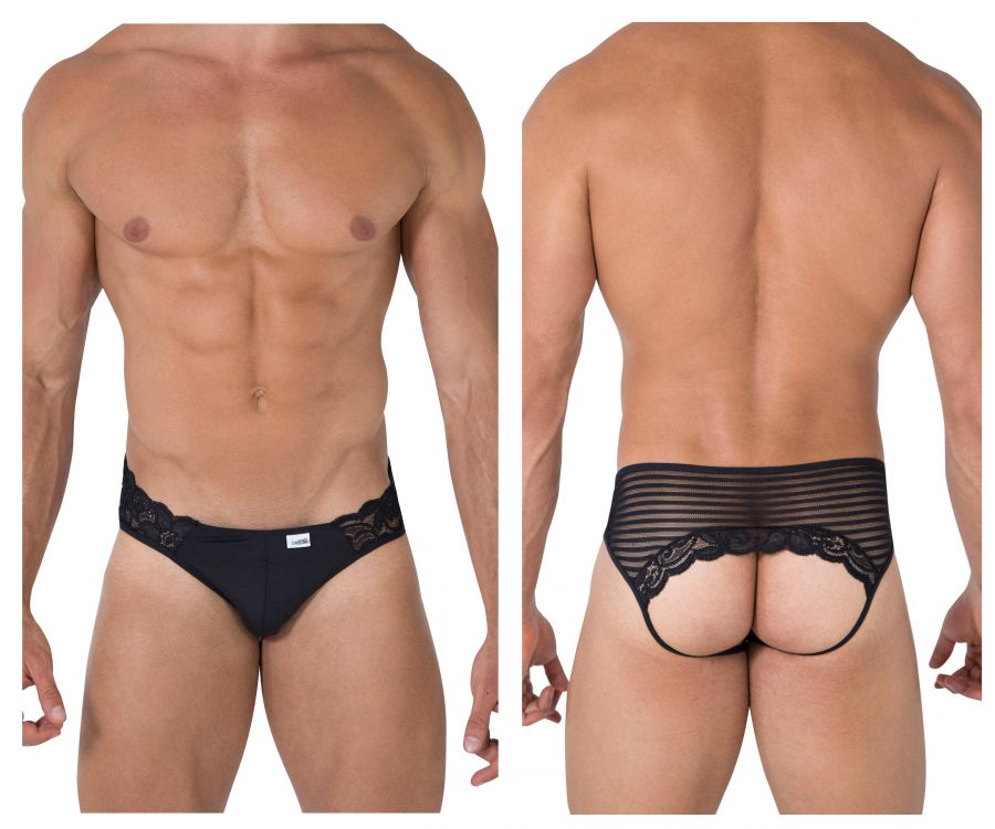 CandyMan 99490 Lace-Mesh Jockstrap Black